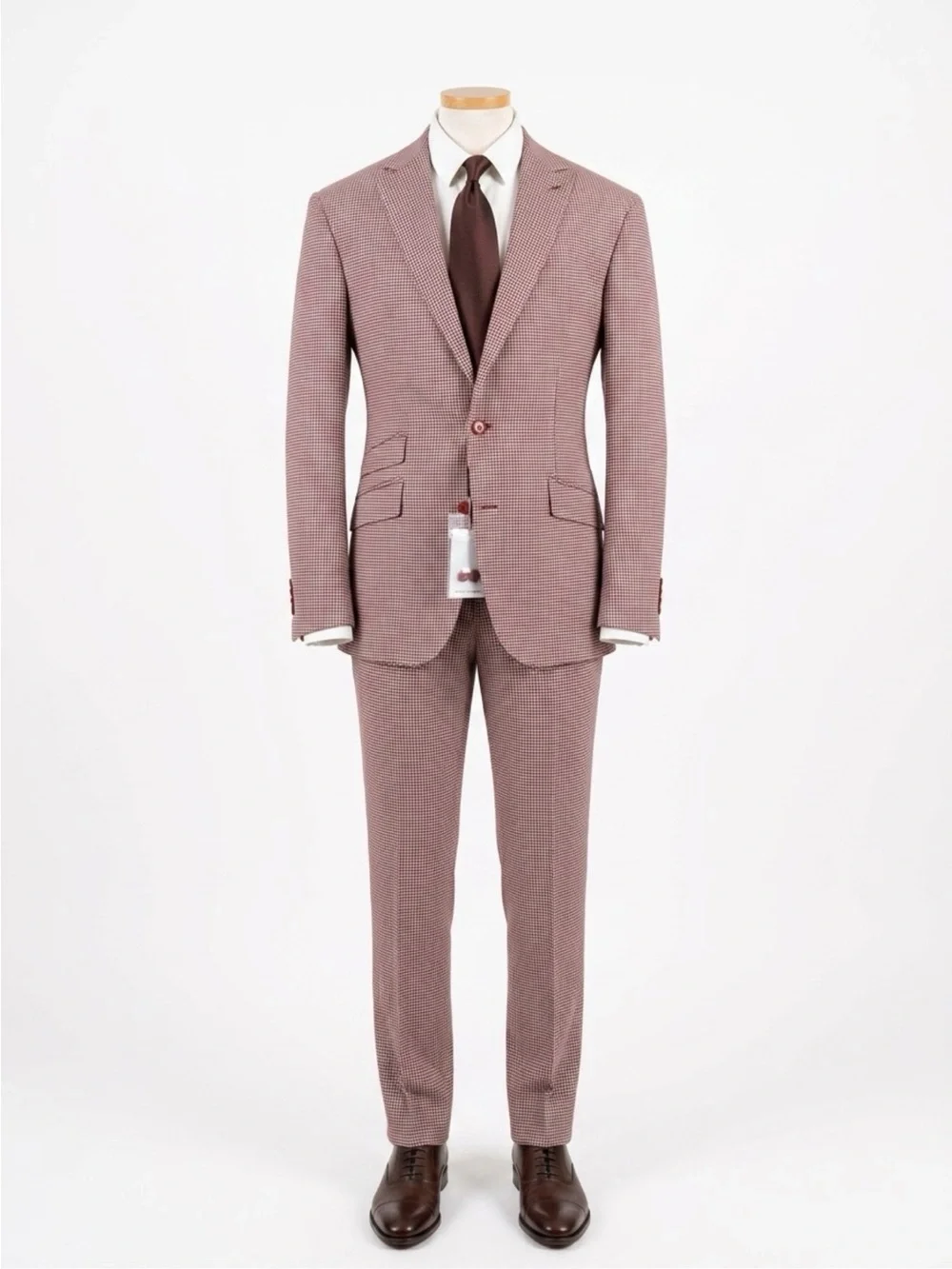 Pink super 150 Cerruti wool gingham  Two-Piece wool suit. Made in Italy